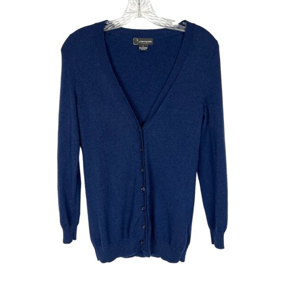 C by Bloomingdales Blue Cashmere Cardigan Sweater Button V Neck size Small - Picture 1 of 9